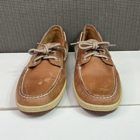 Sperry Top-Sider Mens Leather Boat Shoes 10W Brown Casual Moc Toe Non-Slip Sole - Picture 2 of 9